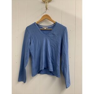Cutter & Buck Sweater Medium Pullover Unisex Womens‎ y2k V-Neck Blue 100% Cotton